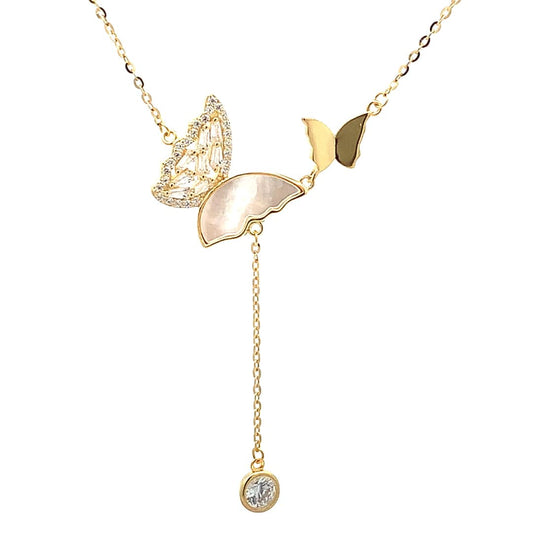 Butterfly Pendant Chain (Pure Silver) - Gold