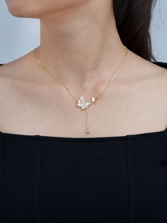 Butterfly Pendant Chain (Pure Silver) - Gold