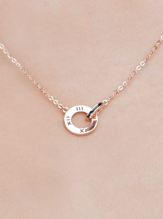 Roman Double Loop Pendant Chain Rose Gold