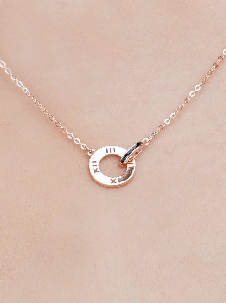 Roman Double Loop Pendant Chain Rose Gold