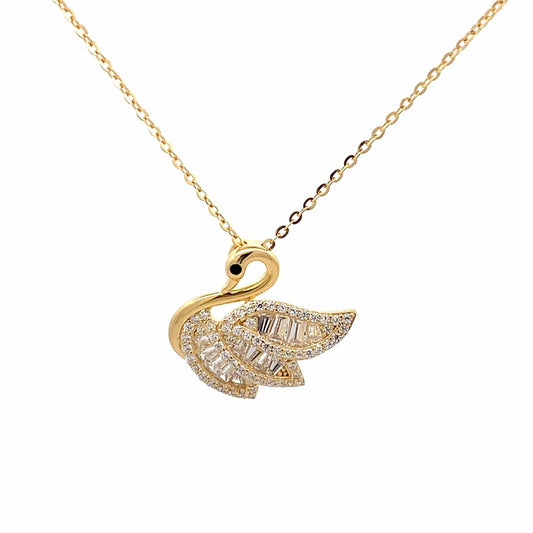 Swan Beauty Pendant Chain (Pure Silver) - Gold