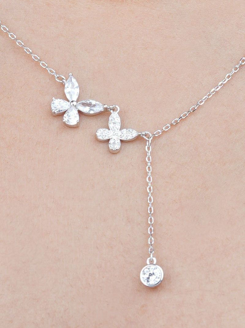 Butterfly Trio Pendant Chain Silver