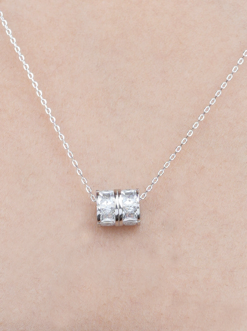 Double Row Zircon Roll Pendant Chain