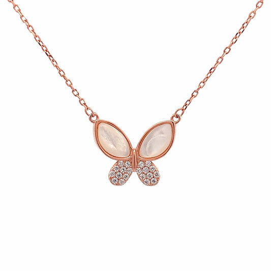 Big Butterfly Pendant Chain (Pure Silver) - Rose Gold