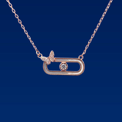 Geo Butterfly Pendant Chain Rose Gold