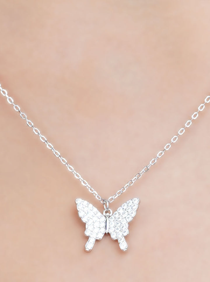 Butterfly Kisses Pendant Chain Silver