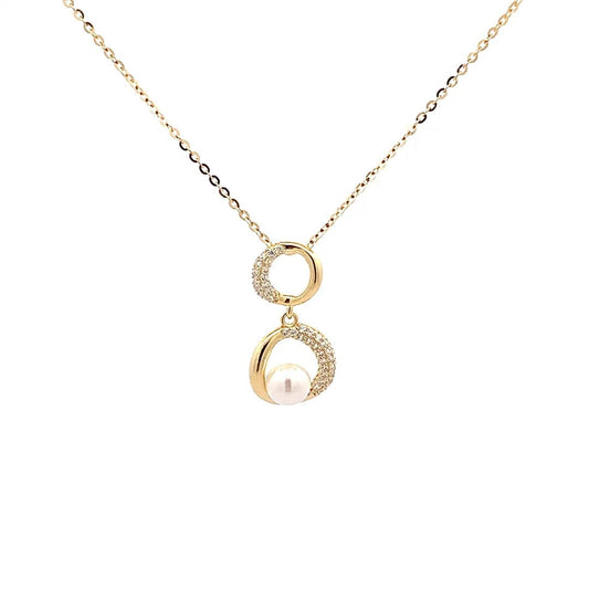 Elegant Pearl Pendant Chain (Pure Silver) - Gold