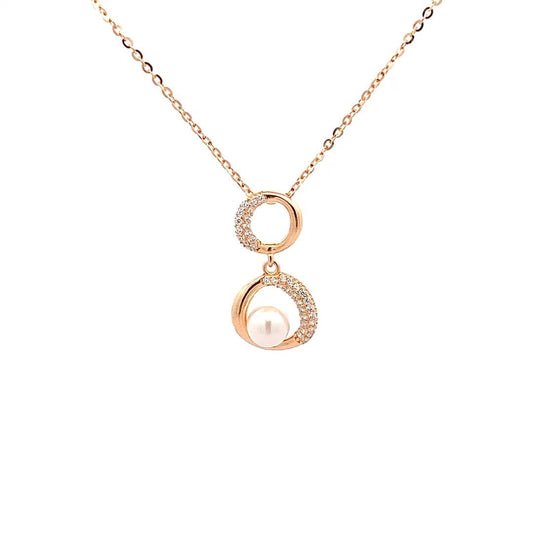 Elegant Pearl Pendant Chain (Pure Silver) - Rose Gold
