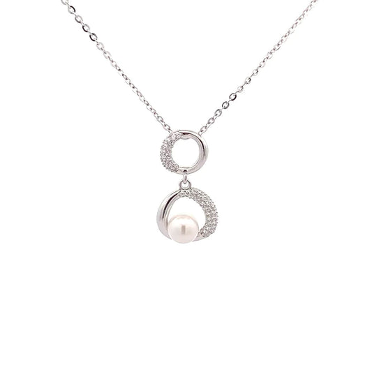 Elegant Pearl Pendant Chain (Pure Silver) - Silver