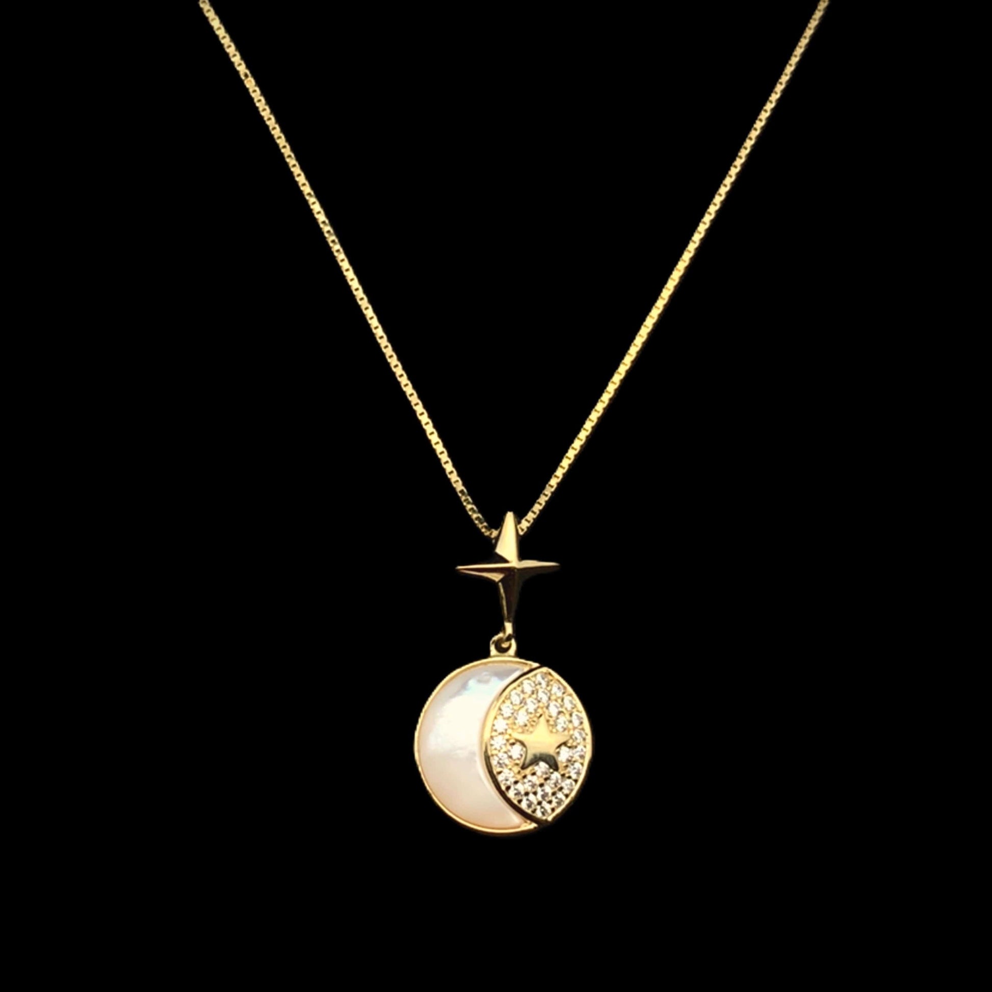 Moonlit Star Pendant Chain Gold
