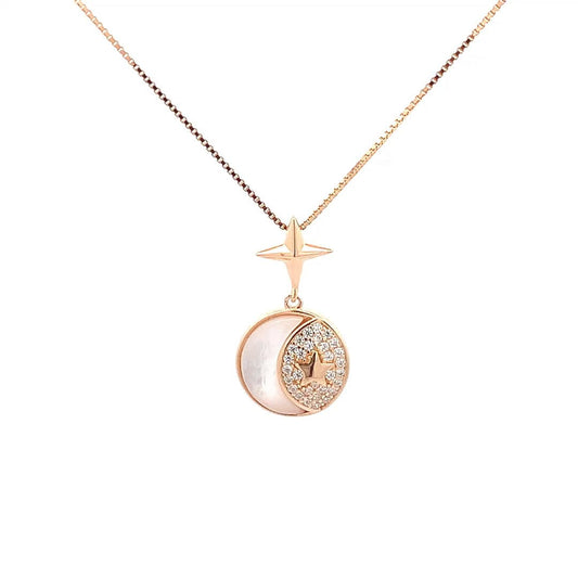 Moonlit Star Pendant Chain (Pure Silver) - Rose Gold