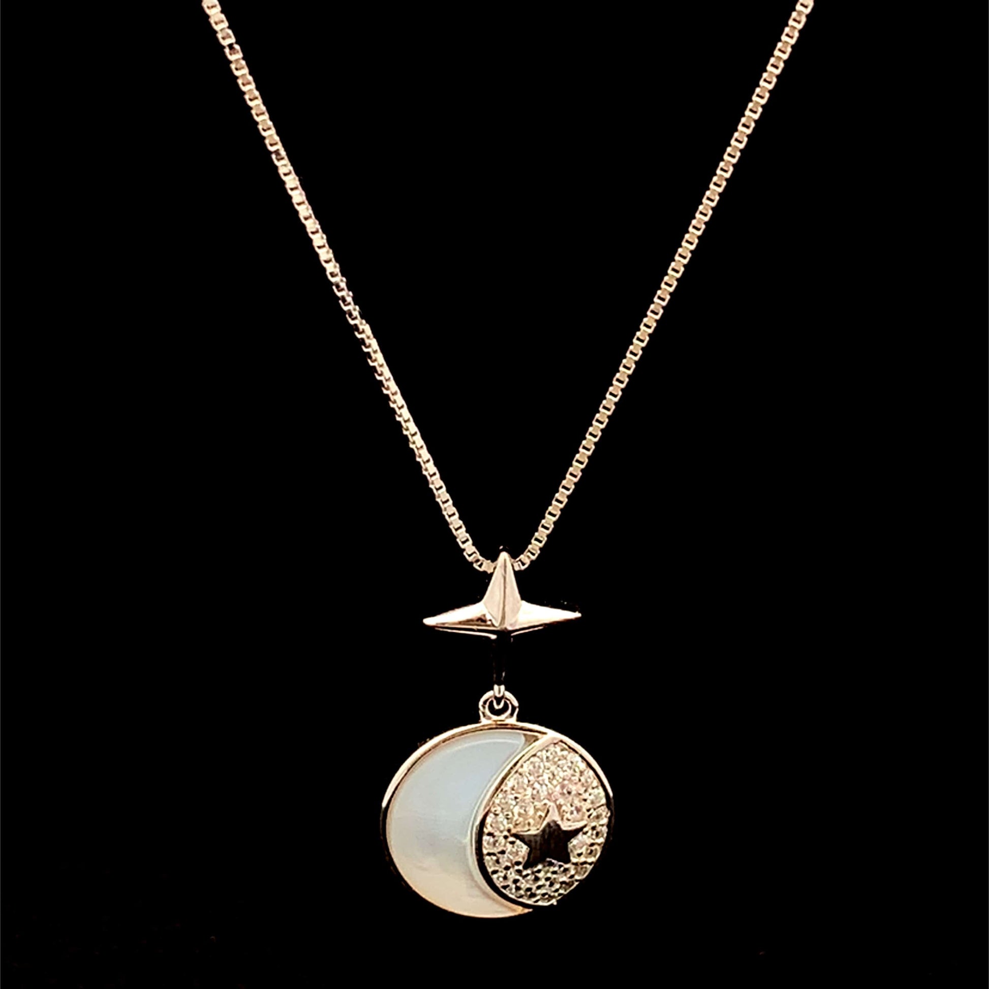 Moonlit Star Pendant Chain Silver