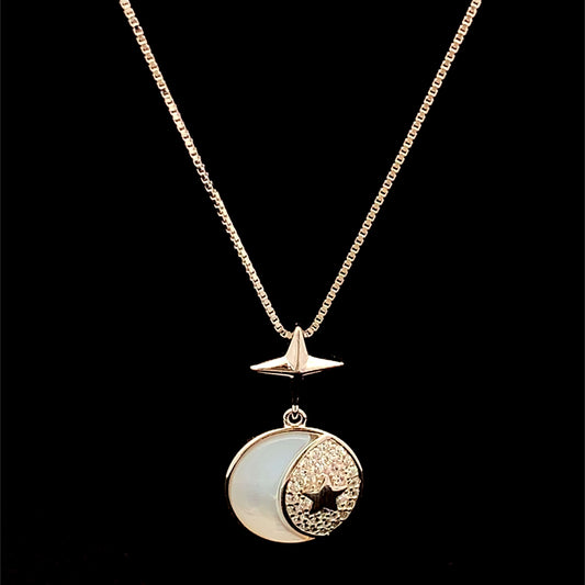 Moonlit Star Pendant Chain Silver