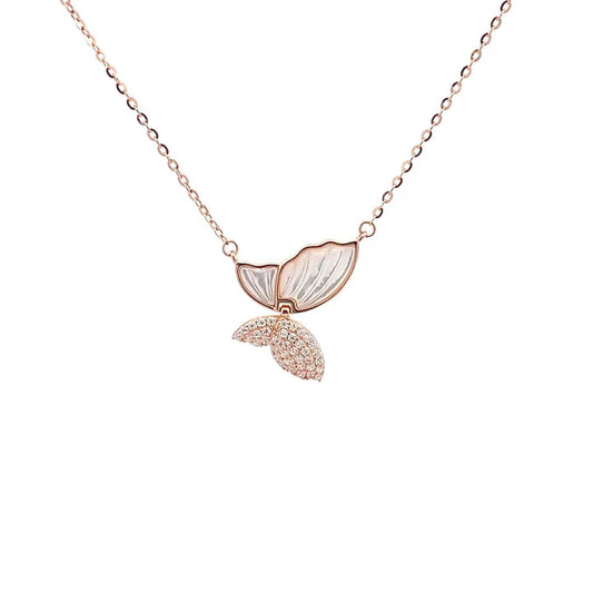 Flying Butterfly Pendant Chain (Pure Silver) - Rose Gold
