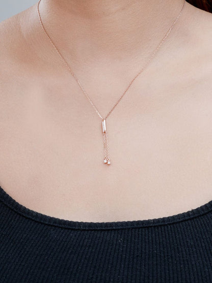 Bar Zircon Drop Pendant Chain (Pure Silver)