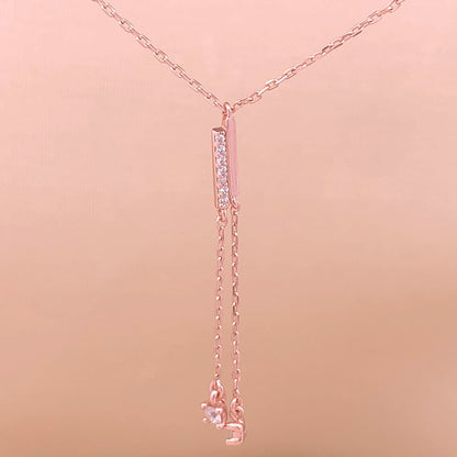 Bar Zircon Drop Pendant Chain (Pure Silver)