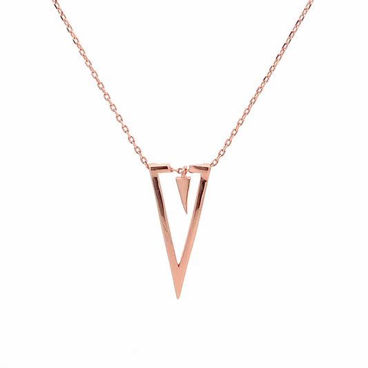 Double Triangle Pendant Chain (Pure Silver) - Rose Gold