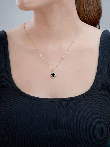 Reversible Black & White Clover Pendant Chain (Pure Silver)