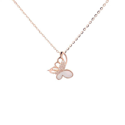 Cosmic Butterfly Pendant Chain (Pure Silver) - Rose Gold