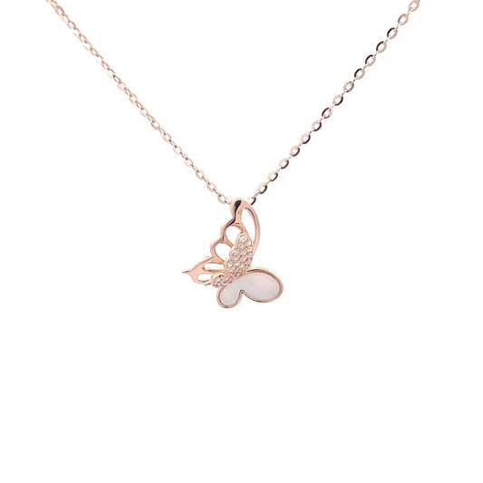 Cosmic Butterfly Pendant Chain (Pure Silver) - Rose Gold