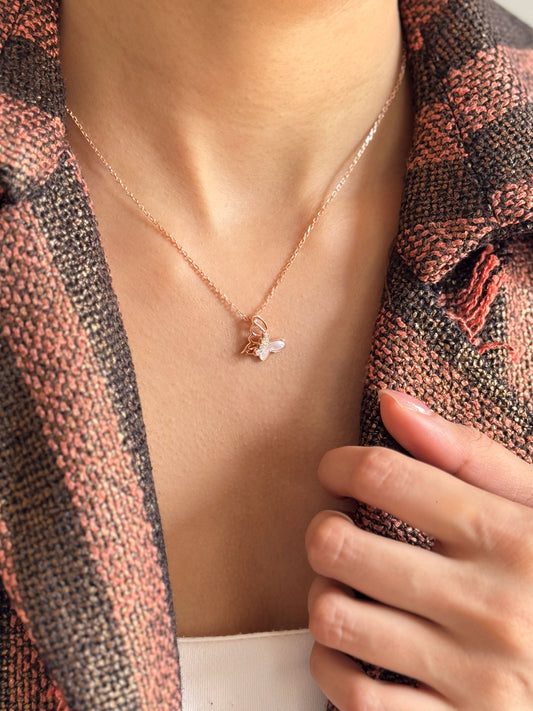 Cosmic Butterfly Pendant Chain (Pure Silver) - Rose Gold