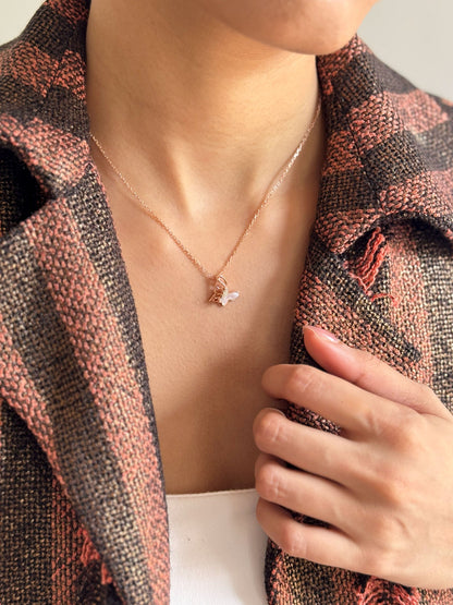 Cosmic Butterfly Pendant Chain (Pure Silver) - Rose Gold