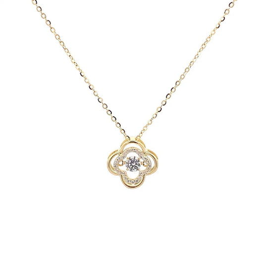 Dancing Clover Pendant Chain (Pure Silver) - Gold