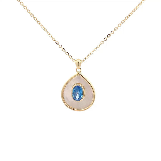 Aqua Drop  Pendant Chain (Pure Silver) - Gold