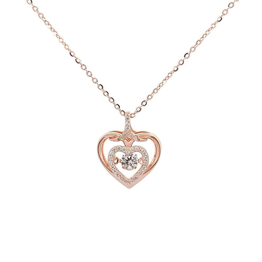 Dancing Intertwined Hearts Pendant Chain (Pure Silver) - Rose Gold