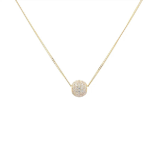 Solitaire Sparkle Sphere Pendant Chain (Pure Silver) - Gold