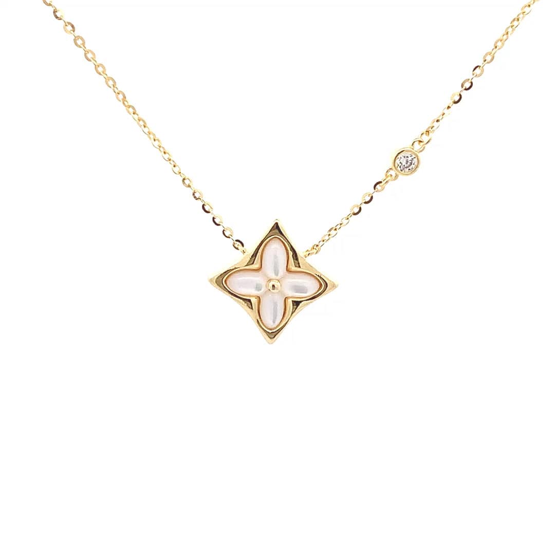 Moonstone Blossom Pendant Chain (Pure Silver) - Gold