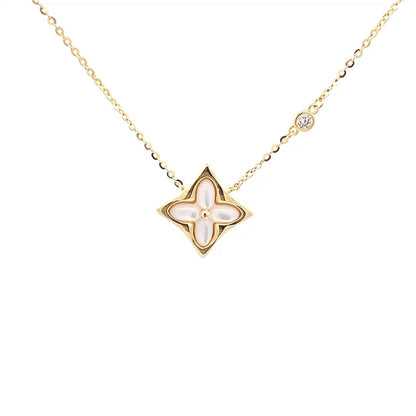 Moonstone Blossom Pendant Chain (Pure Silver) - Gold