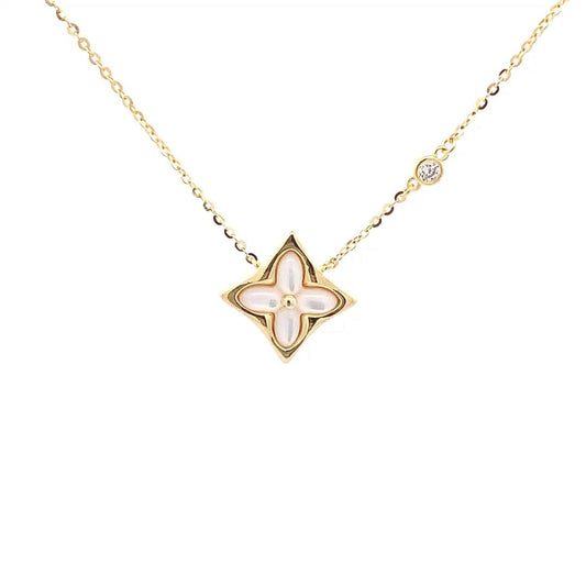 Moonstone Blossom Pendant Chain (Pure Silver) - Gold