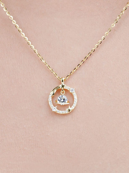 Planet Dancing Stone Pendant Chain (Pure Silver) - Gold