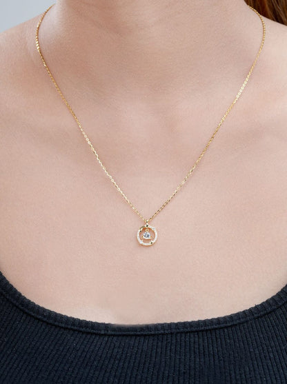 Planet Dancing Stone Pendant Chain (Pure Silver) - Gold