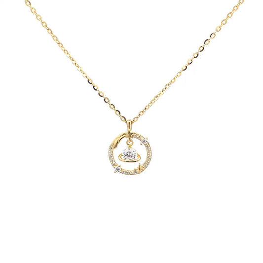 Planet Dancing Stone Pendant Chain (Pure Silver) - Gold