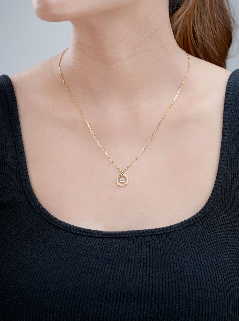Planet Dancing Stone Pendant Chain (Pure Silver) - Gold