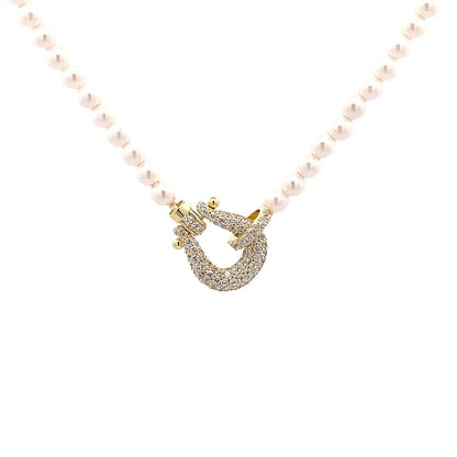 Classic Pearl Beaded Charm Pendant Chain (Pure Silver) - Gold