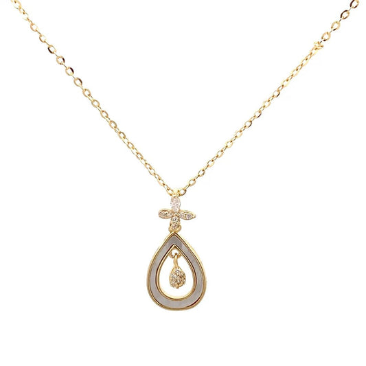 Dancing Teardrop Pendant Chain (Pure Silver) - Gold