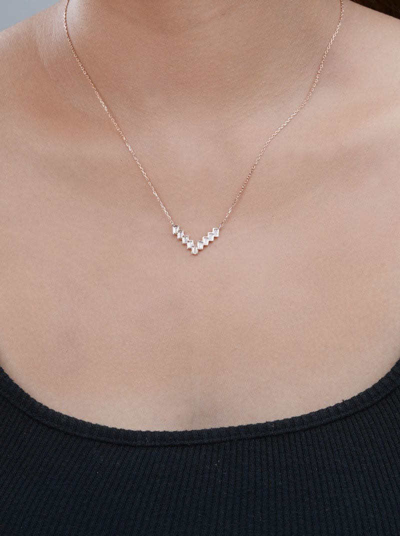 Sleek V Baguette Pendant Chain (Pure Silver)