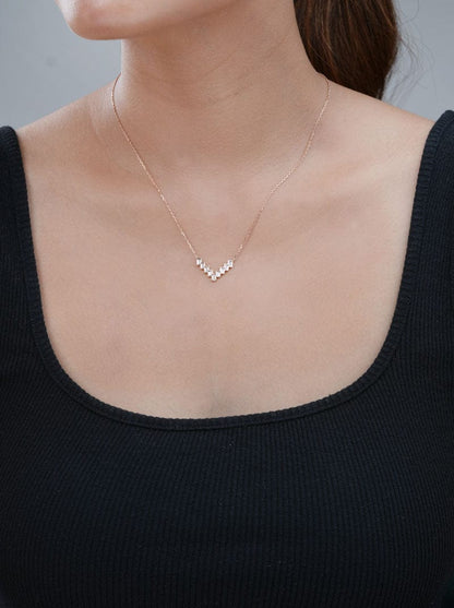 Sleek V Baguette Pendant Chain (Pure Silver)