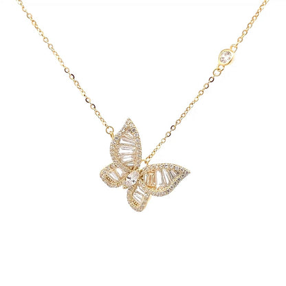 Sparkling Butterfly Pendant Chain (Pure Silver) - Gold