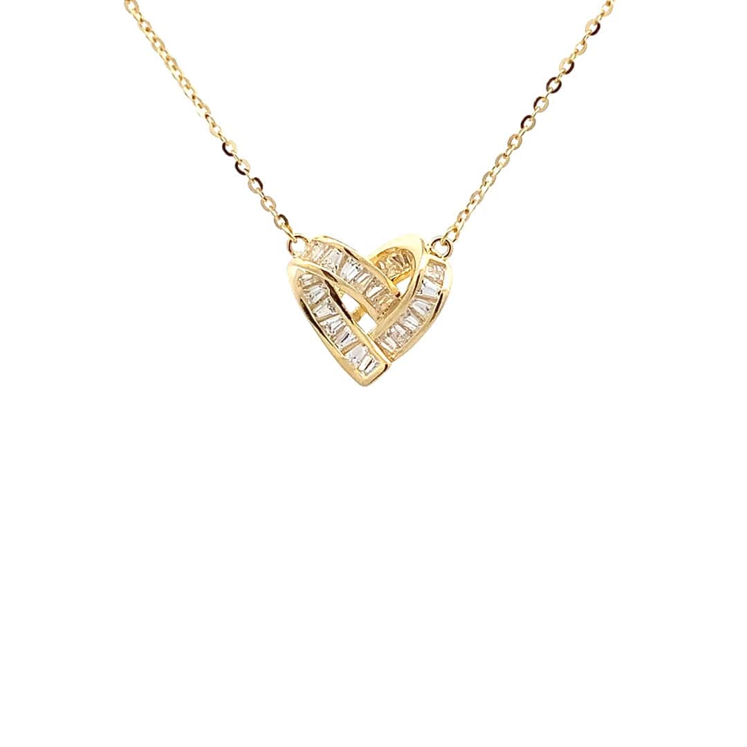 Baguette Heart Pendant Chain (Pure Silver) - Gold