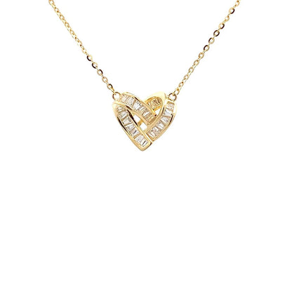 Baguette Heart Pendant Chain (Pure Silver) - Gold