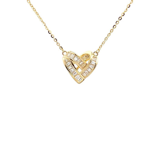 Baguette Heart Pendant Chain (Pure Silver) - Gold