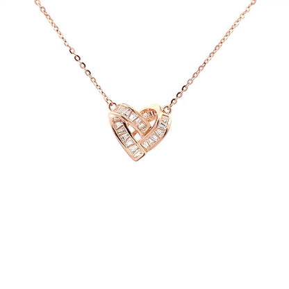 Baguette Heart Pendant Chain (Pure Silver) - Rose Gold