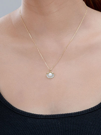 Sea Shell Pearl Pendant Chain (Pure Silver)