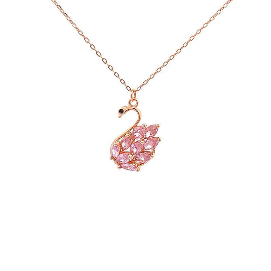 Blush Swan Pendant Chain (Pure Silver) - Rose Gold