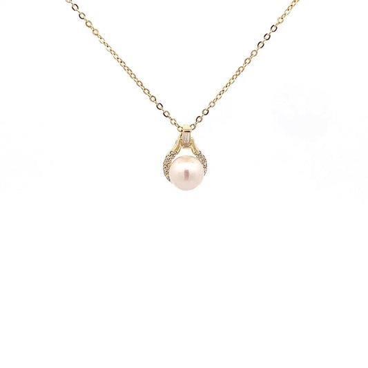 Mini Bulb Pearl Pendant Chain (Pure Silver) - Gold