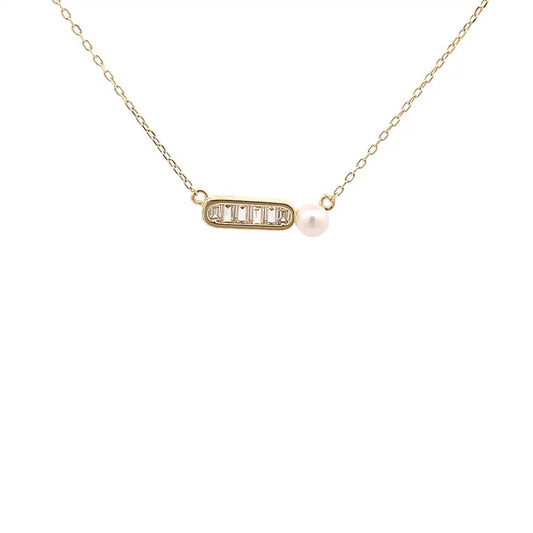 Horizon Pearl Pendant Chain (Pure Silver) - Gold